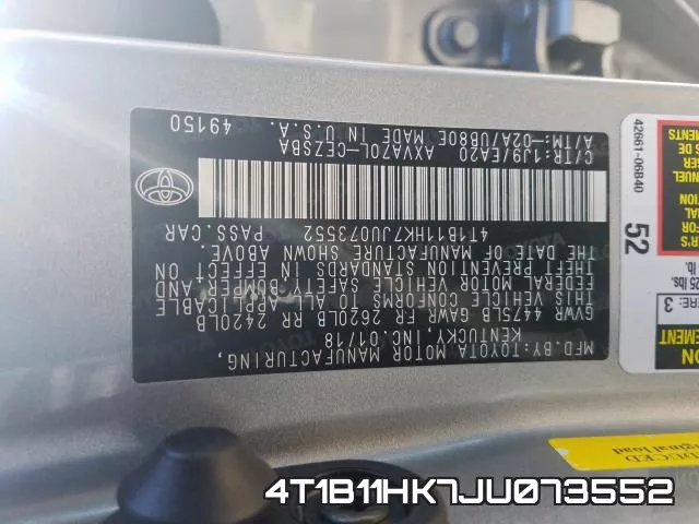 4T1B11HK7JU073552 фото 2