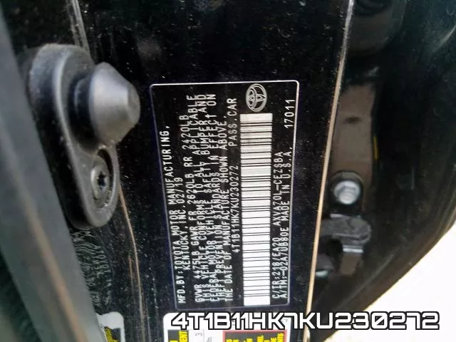 4T1B11HK7KU230272 фото 2