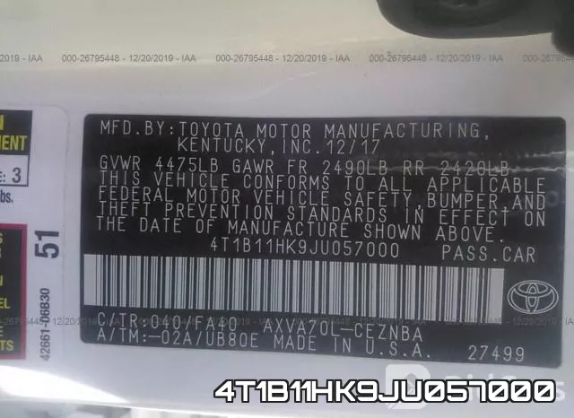 4T1B11HK9JU057000 фото 8