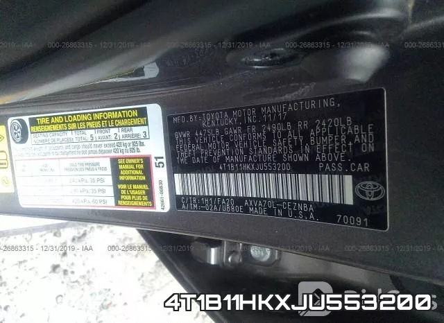 4T1B11HKXJU553200 фото 8