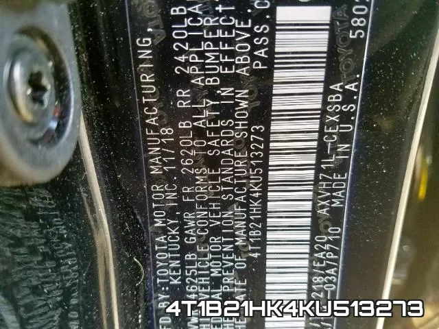 4T1B21HK4KU513273 фото 2