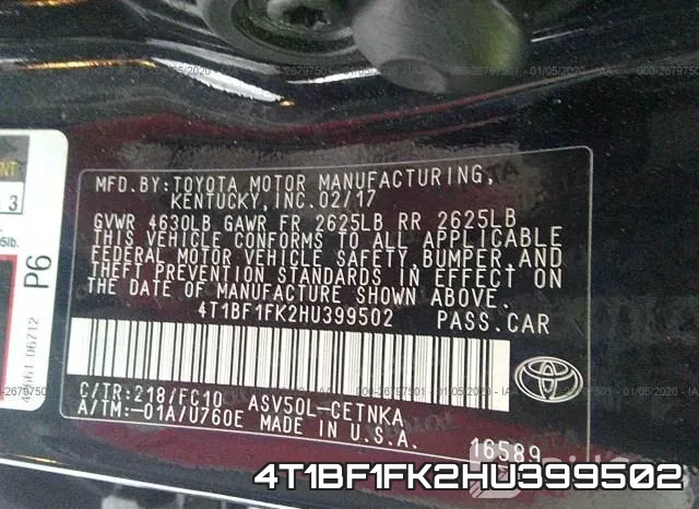 4T1BF1FK2HU399502 фото 9