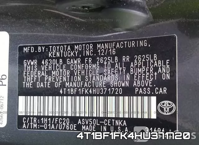 4T1BF1FK4HU371720 фото 8