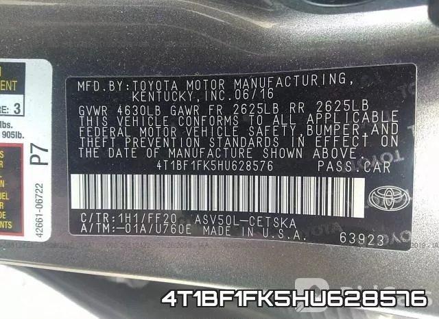 4T1BF1FK5HU628576 фото 9