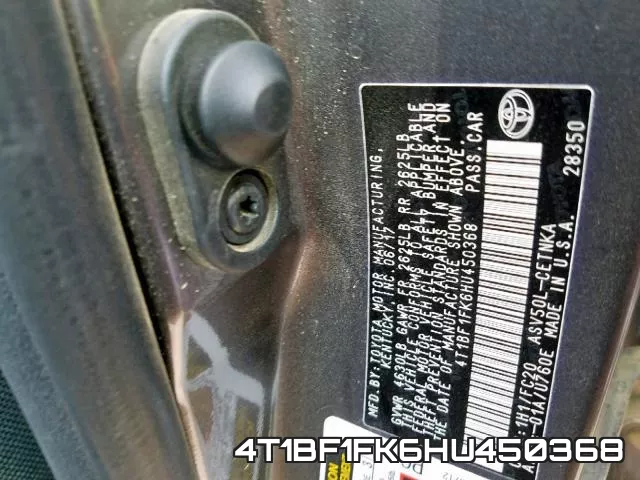 4T1BF1FK6HU450368 фото 2