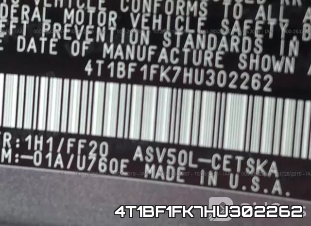 4T1BF1FK7HU302262 фото 6