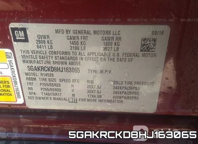 5GAKRCKD8HJ163065 фото 8