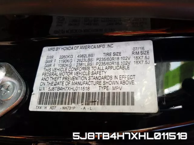 5J8TB4H7XHL011518 фото 2