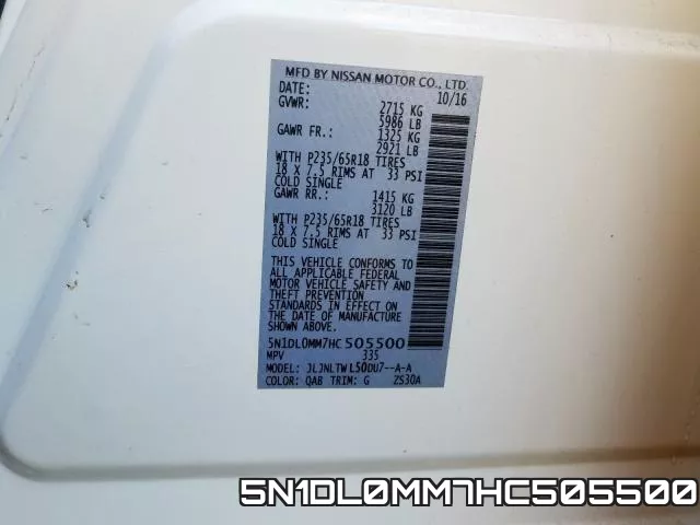 5N1DL0MM7HC505500 фото 2
