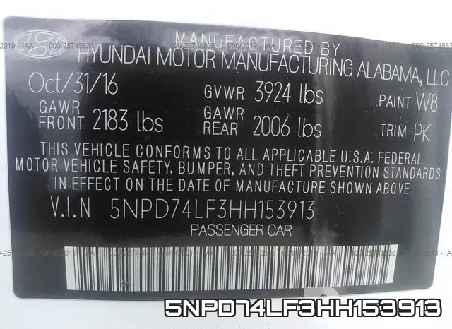 5NPD74LF3HH153913 фото 7