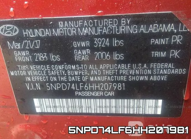 5NPD74LF6HH207981 фото 8