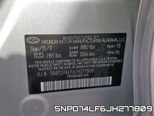 5NPD74LF6JH277809 фото 2