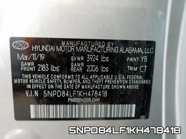 5NPD84LF1KH478418 фото 2