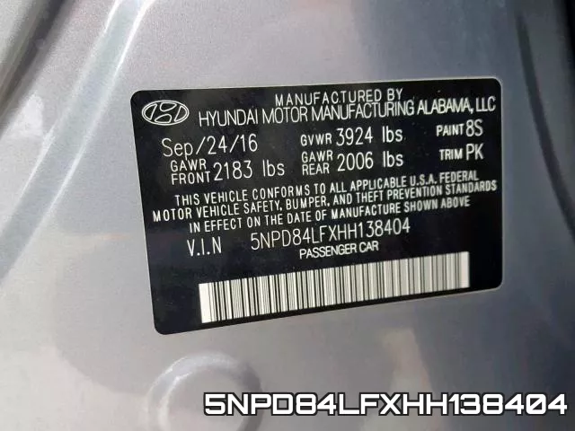 5NPD84LFXHH138404 фото 2