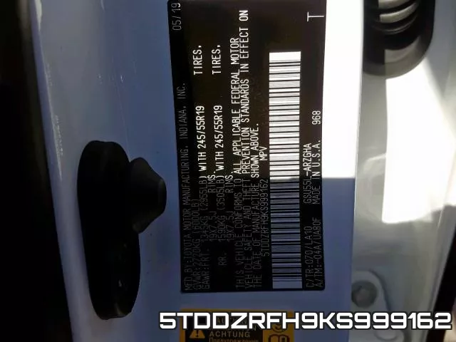 5TDDZRFH9KS999162 фото 2