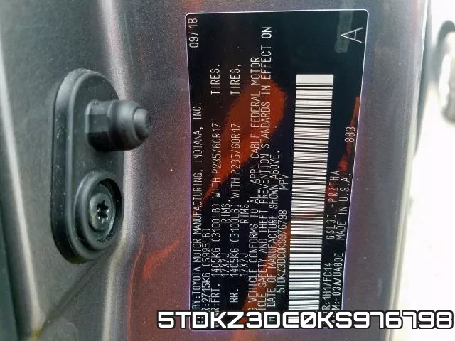 5TDKZ3DC0KS976798 фото 2