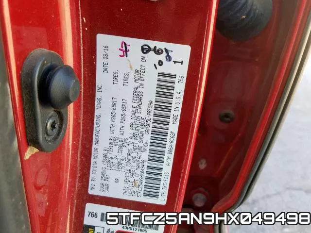 5TFCZ5AN9HX049498 фото 2