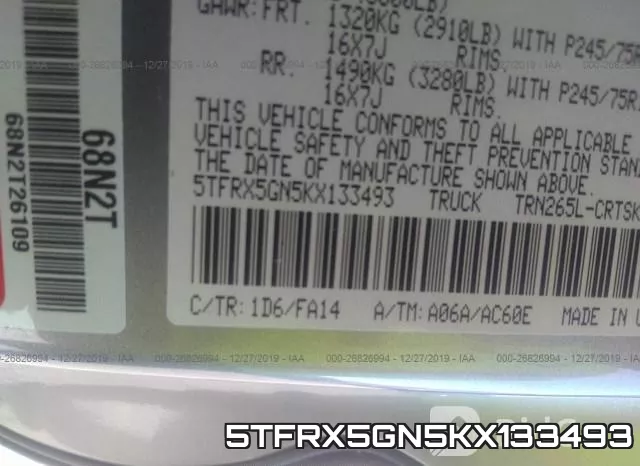 5TFRX5GN5KX133493 фото 7