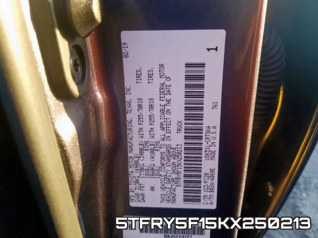 5TFRY5F15KX250213 фото 2