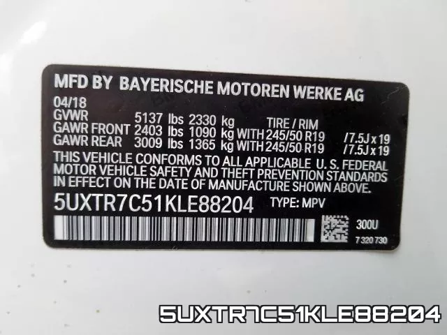 5UXTR7C51KLE88204 фото 2
