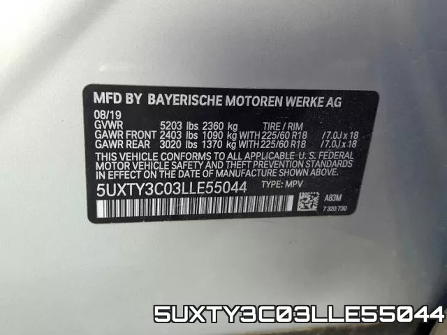 5UXTY3C03LLE55044 фото 2