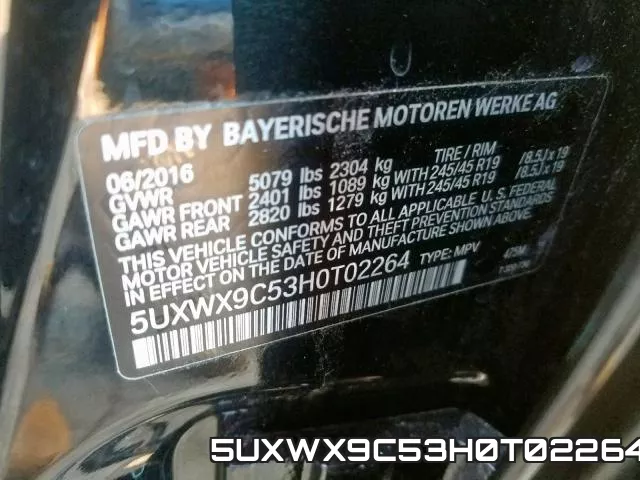 5UXWX9C53H0T02264 фото 2