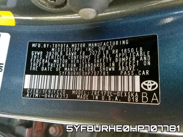 5YFBURHE0HP707781 фото 2