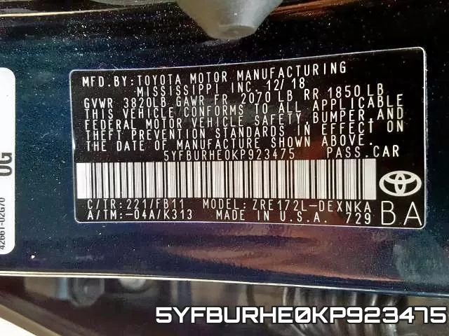 5YFBURHE0KP923475 фото 2