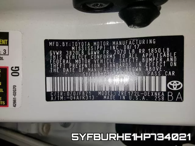 5YFBURHE1HP734021 фото 2