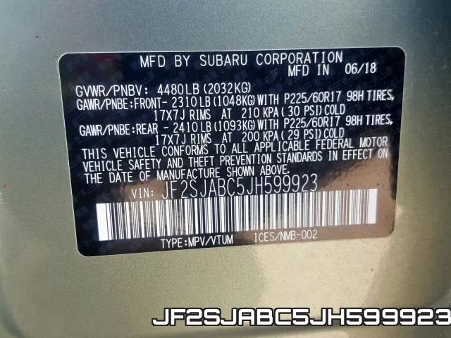 JF2SJABC5JH599923 фото 2