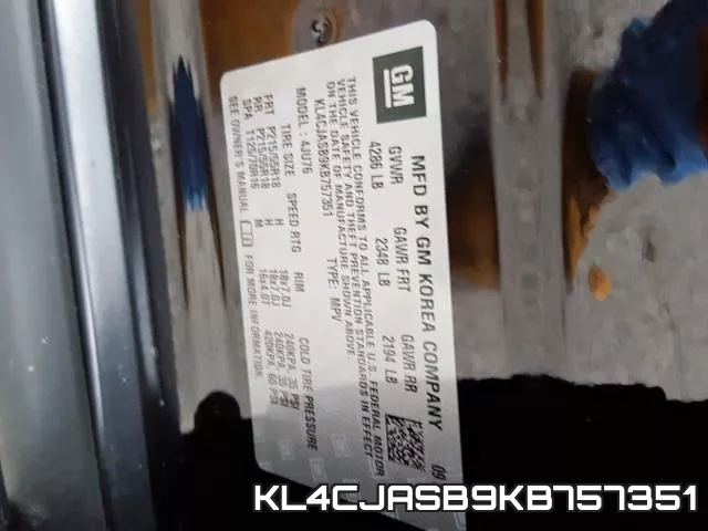 KL4CJASB9KB757351 фото 2
