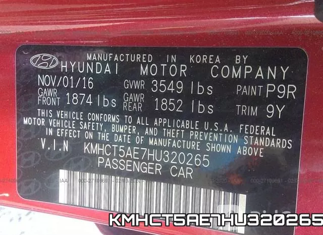 KMHCT5AE7HU320265 фото 8