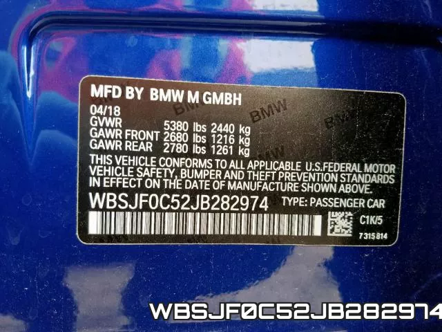 WBSJF0C52JB282974 фото 2