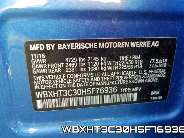 WBXHT3C30H5F76936 фото 2
