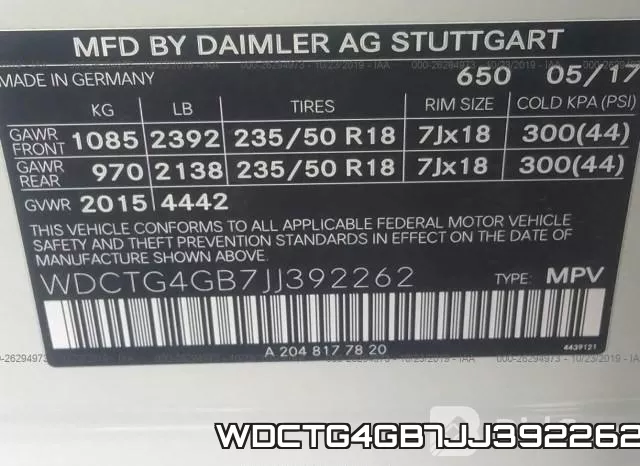 WDCTG4GB7JJ392262 фото 7
