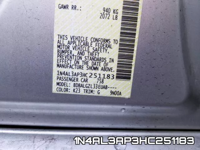 1N4AL3AP3HC251183 фото 2