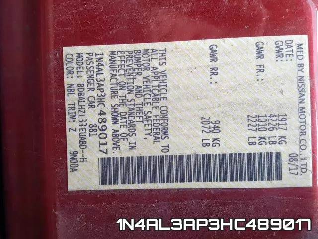 1N4AL3AP3HC489017 фото 2
