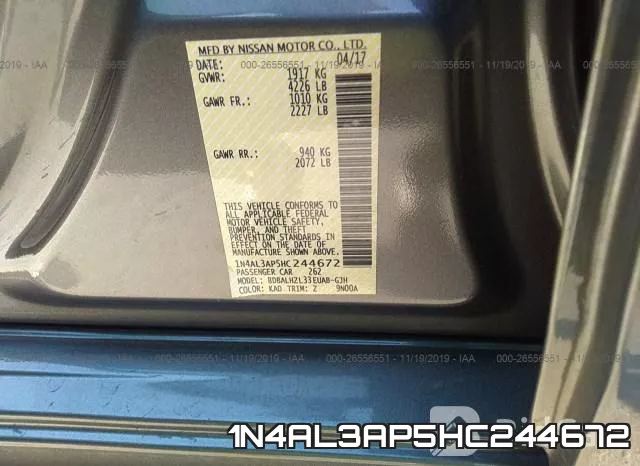 1N4AL3AP5HC244672 фото 8