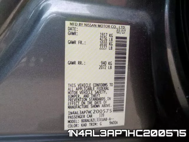1N4AL3AP7HC200575 фото 2