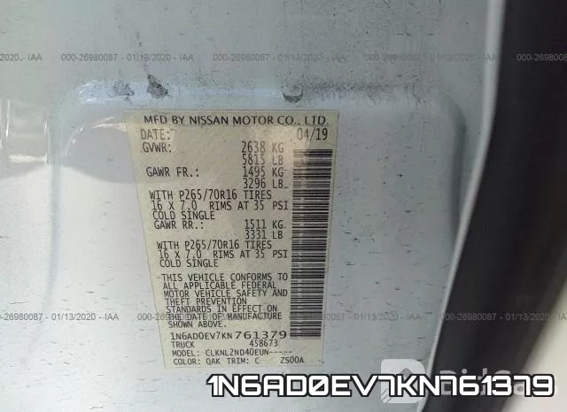 1N6AD0EV7KN761379 фото 10