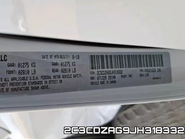 2C3CDZAG9JH318332 фото 2