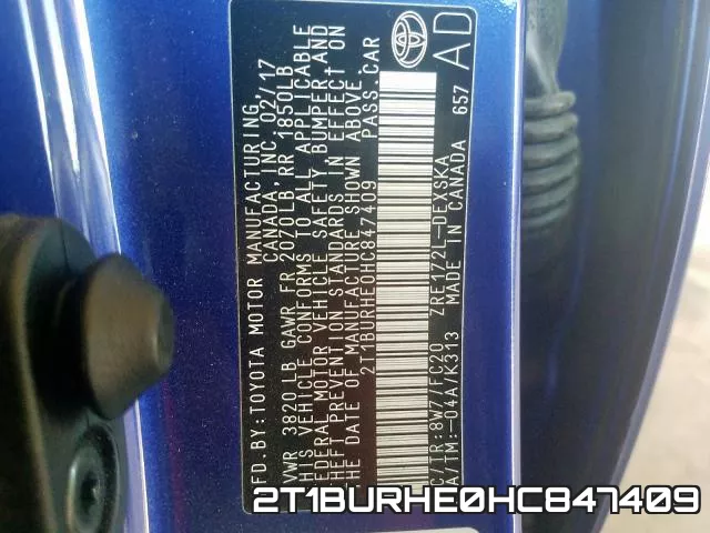 2T1BURHE0HC847409 фото 2