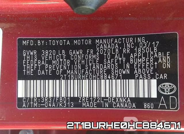 2T1BURHE0HC884671 фото 9