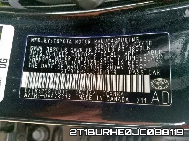 2T1BURHE0JC088119 фото 2