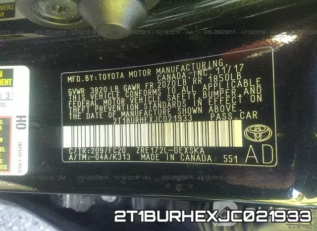 2T1BURHEXJC021933 фото 10