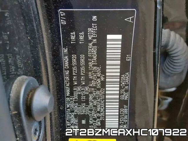 2T2BZMCAXHC107922 фото 2