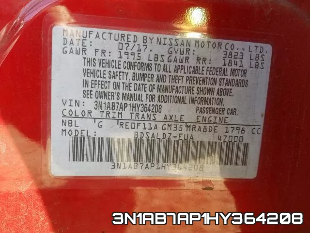 3N1AB7AP1HY364208 фото 2