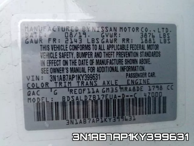 3N1AB7AP1KY399631 фото 2