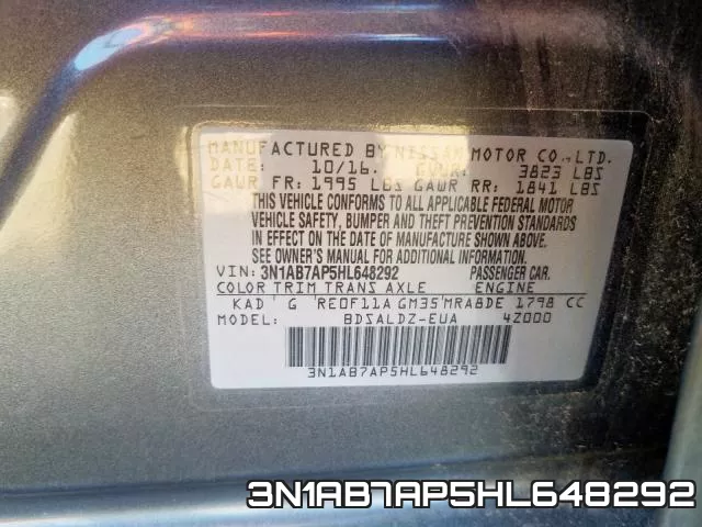 3N1AB7AP5HL648292 фото 2