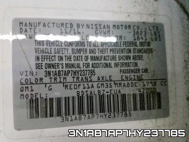 3N1AB7AP7HY237785 фото 2